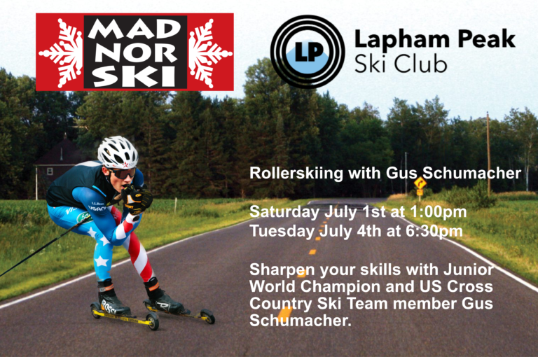 Rollerski Clinic with Gus Schumacher July 1 at 1 pm